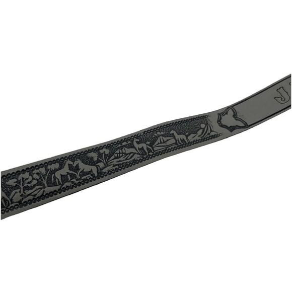 VTG 70s Tooled Leather Belt Western Horse Mountains Sunrise Cowboy Name Julio - Picture 4 of 12
